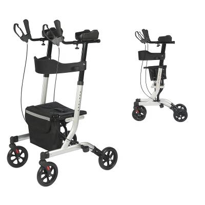 China Walker Rollator Lightweight Aluminum Straight Stand Up Forearm Rollator with a Shopping Bag for Older TRA02C for sale