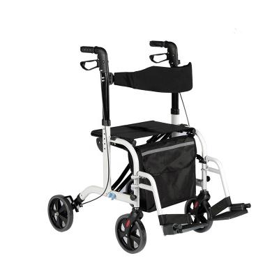 China Walker for Elderly and Disable People Medical Home Care Rollator Aluminum Wheelchair and Transit Chair with Strong Backrest TRA08 for sale