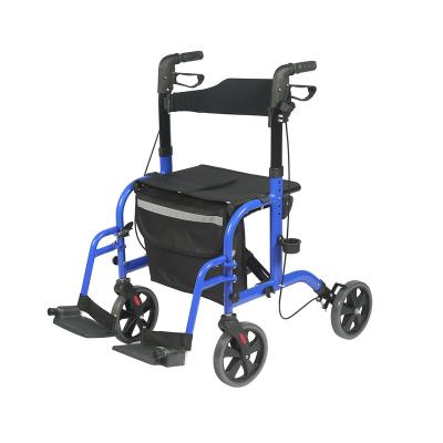 China Walker for Elderly and Disabled People 2 in 1 Rollator Walker Wheelchair Mobility Rolling Walking Aid and Folding Transport Chair with Seat Belt and Detachable Footrests for sale