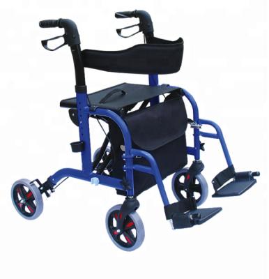 China Walker For Elderly And Disable People Aluminum Wheelchair Euro Rolling Mobility Walking Aid With Locking Brakes And TRA08 Nylon Seat, Blue for sale