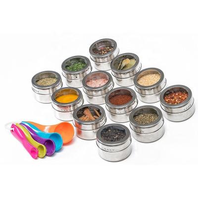 China Magnet Magnetic Spice Tins Ift and Pour Lids Styles for 3 Ounce Herb Jars Magnetic Spice Jar for sale