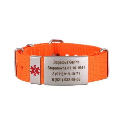 China Disc ID Information For A Promotional Relief Fabric Nylon ID Wristband Personalized Customized Adjustable Wristband for sale