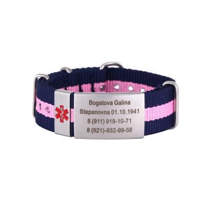 China Disc ID information for an emergency emergency ID wrist strap with nylon strap and stainless steel ID tag for sale