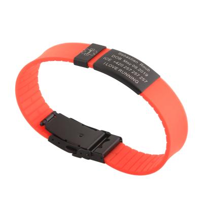 China Record ID Information For An Emergency All Emergency ID Wristband Elite ID Wristband Black Custom Sport Wristband for sale