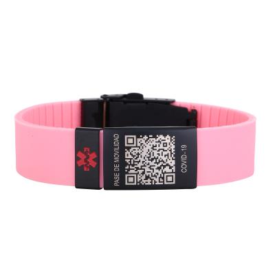 China Disc ID Information For Relief High Quality Personalized Black Flat Engraved ID Wristband Fashion Silicone ID Men Wristband for sale