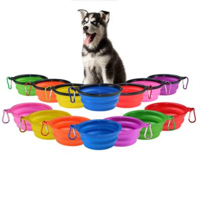 China Non-automatic portable slow collapsible sublimation feeder silicone dog bowl white pet dog bowl non slip folding dog bowl for sale