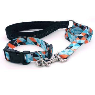 China Custom JEWELED Pattern Pet Dog Accessories Nylon Woven Collar And Leash for sale