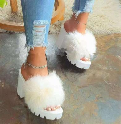 China Hot sale BY01 women's breathable slippers in summer fashion Europe and America summer fashion thick bottom high heel cheap women's fur slippers sanda for sale