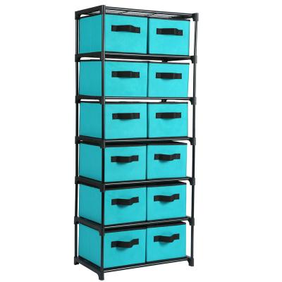 China 12 Drawer Storage Bin Organization Box Stand Cabinet Viable Organizer Storage Holders And Shelves Storage Shelf For Rack Non-Folding Iron for sale