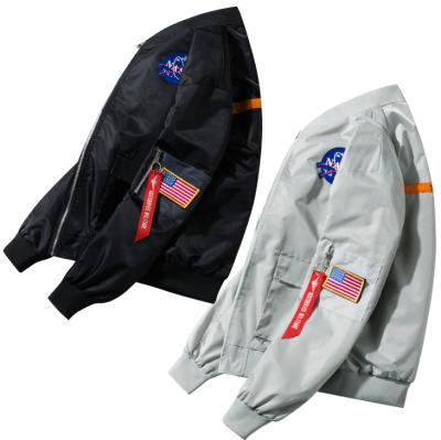 China Oversized Winter Satin Bomber Jacket Men Viable, NASA Embroidery Mens Bomber Jacket, Custom Made Mens Coats Jackets Bomber for sale