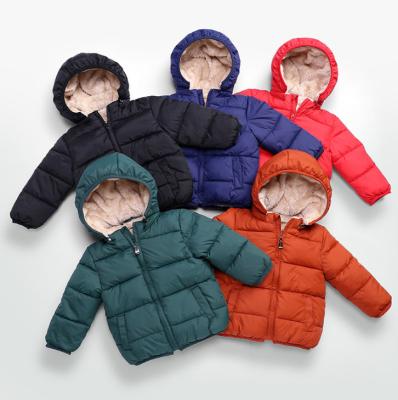 China Boys Girls Kids Stylish Puffy Crop Down Fur Anti-wrinkle Cotton Hooded Jackets Padded For Winter for sale