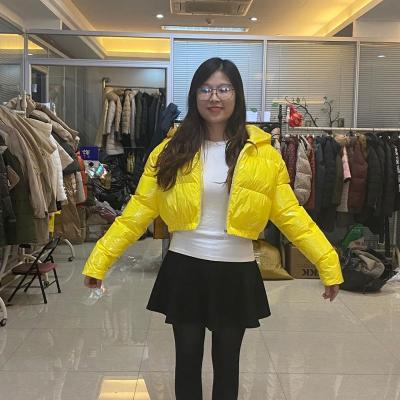 China Custom Shiny Long Ditch Anti Shrink Padded Stripper Waterproof Bubble Padded Coat For Woman for sale