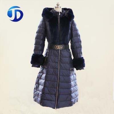 China Wholesale Turkey Fur Collar Winter Breathable Hooded Women Long Padded Jacket for sale