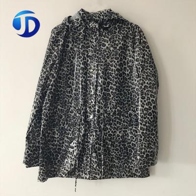 China Custom Wholesale Anti Shrink Leopard Printing Long PU Women Rain Coat for sale