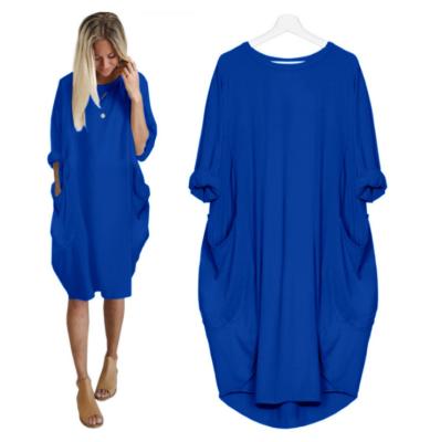 China Casual Loose Oversized T-shirt Dresses Blank Jumper Pullover Pocket Long Casual Loose Tops Anti-Static Women's T-shirt Dress Long for sale