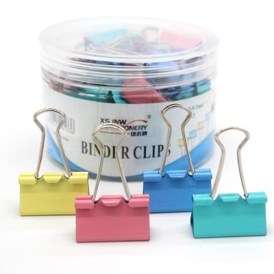 China Factory direct sale 32mm office/school/home 24PCS/BOX colorful binder clips stainless steel paperclip school accessories stationery for sale