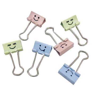 China Office School Home School Cavity Cartoon Smiley Face Binding Long Tail Clip Reactive Paper Clip Stationery Clips Smile Expression Folder Binding for sale