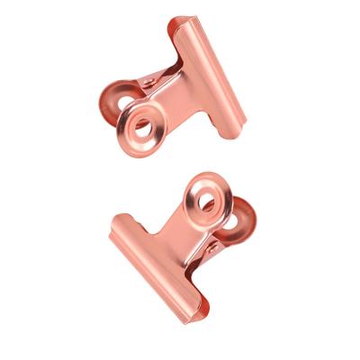 China Wholesale Stain Stainless Steel Tail Clip Office Materials Rose Gold Round Office School Home 22mm Long Clip for sale