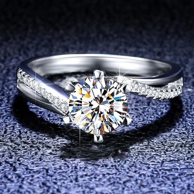 China Vintage Original 1 Carat D Color 925 Silver Diamond Test Past Snowflake Moissanite Ring Women Platinum Plated Gemstone Engagement Ring for sale