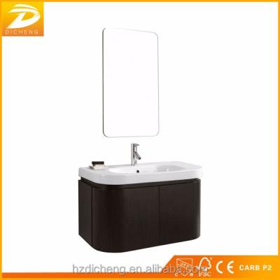 China Germany Style Best Price Wall Hung Curved Door Melamine Modern Bathroom Vanity MDF Wooden Bathroom Cabinets for sale