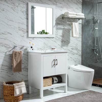 China Contemporary Floor Standing Promotion Pvc Bathroom Cabinets White Paint Cheap Vanity for sale