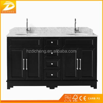 China Wholesale Modern Designs Environmental Friendly Hotel Double Sink Wash Basin Cabinet Classic Design for sale