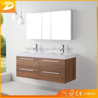 China Simple Design Modern Complete Wall Mounted Double Sinks Bathroom Set for sale