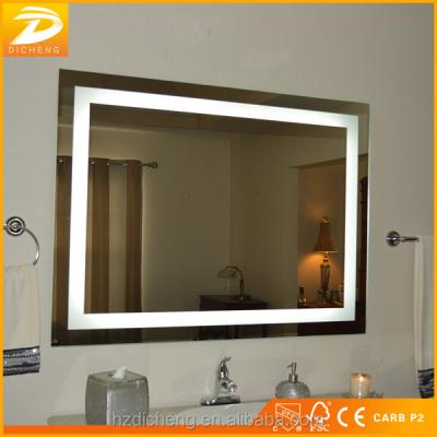 China Bright European Style Simple Design Hotel Bathroom Lighted Vanity Mirror Include Dimmer And Demister for sale