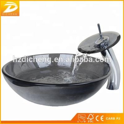 China Durable Black Color Shape Bathroom Modern Design Glass Sink for sale