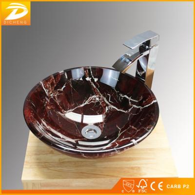 China Desgin Modern Double Layer Stained Glass Vessel Sink For Bathroom Artistic Tempered Glass Bowl for sale