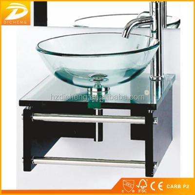 China Modern Designs Durable Black Wall Mounted Home Used Cheap Glass Bathroom Sink for sale