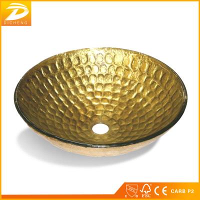 China Classic Sink Basin Kitchen Basin Bathroom Sink Gold Desgin Glass Sink for sale