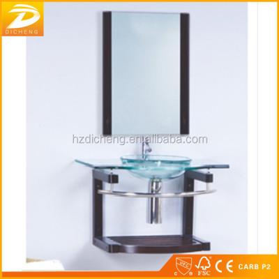 China Easy Clean Sink Project Design Wall Mounted Commercial Modern Bathroom Wooden Sink for sale