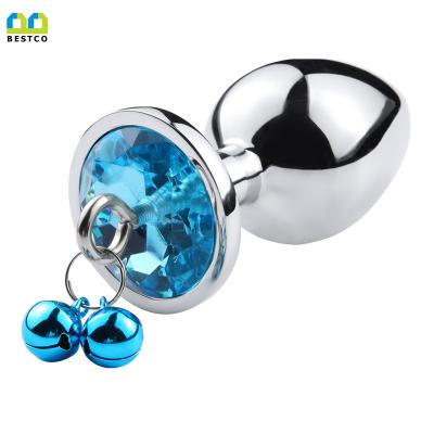 China Masturbation Anal Metal Butt Plug With Jewelry Bell Cock Butt Plug Prostate Massager Dilatador Bell Anal Plug for sale