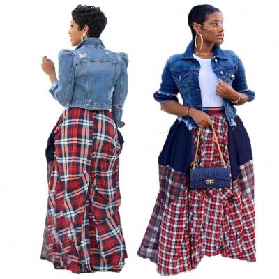 China Plus Size 2023 Summer Fashion High Waist Casual Print Club Plaid Skirt Sexy Streetwear for sale