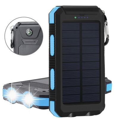 China 2020 Solar Panel Charge Factory Solar Power Bank 8000mAh Waterproof Solar Power Banks Double Torches and LED Powerbank for sale