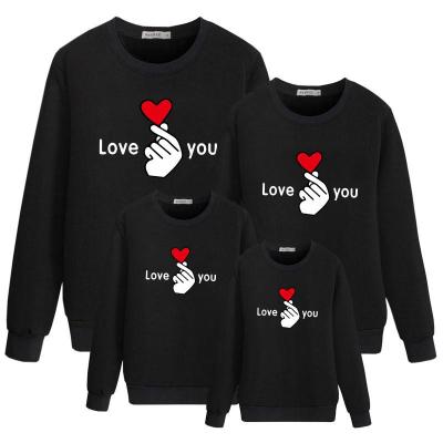 China Breathable Mommy And Me Love Print Long Sleeve Pullover Family Matching Sweatshirt Tops Fall Teams Casual Clothing for sale