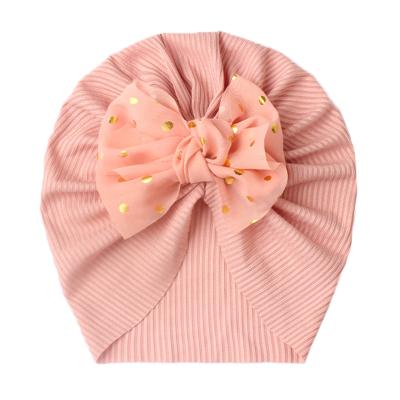 China Baby Turban Bow Ribbed Infant Casual Hat Newborn Ribbed Headband Stretchy Beanie Hat Head Wrap for sale