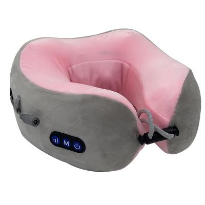 China Handheld Remote Control Multifunction Electric Magnetic U Shaped Vibration Pillow Therapy Neck Waist Shoulder Neck Massage Cervical Pillow for sale