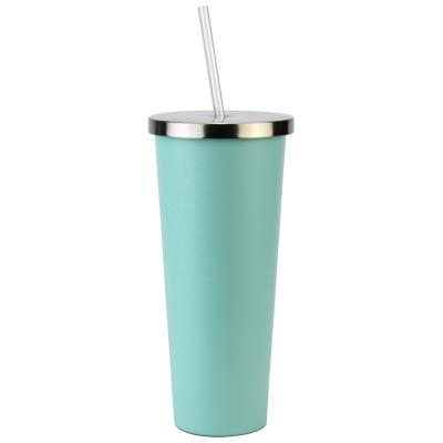 China Stainless Steel PORTABLE 500ml Skinny Tumblers Double Wall Insulated Upright Water Cups Wine Tumbler With Metal Lids And Straws for sale