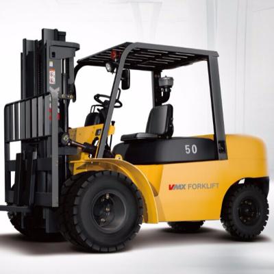 China Hotels 3 Full 4 Stage Free Wheels 5 Ton Solid Tire Manual Forklift for sale