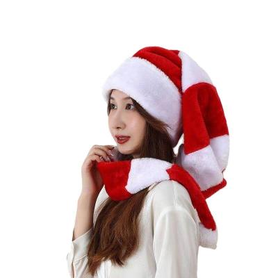 China Festival Decoration Home Holiday Plush Xmas Party Hat 1.3m Red Green Striped Christmas Decoration Adult Hat Long Trim Funny Santa Hat for sale