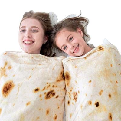 China PORTABLE Hot Sale Novelty Design Fleece Flannel Printed Soft Burrito Covers Round For Kids Tortilla Pancakes Throw Pizza Food Blanket for sale