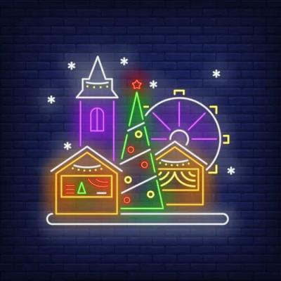 China Buildings Drop Shipping No MOQ Most Popular Customized Advertising LED Christmas Fun Fair Acrylic Neon Sign for sale