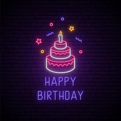 China Buildings Drop Shipping No MOQ Most Popular Customized Acrylic LED Advertising Happy Birthday With Cake Neon Sign for sale