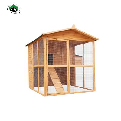 China Fir 8-10 Large Breathable Cheap Chickens Industrial Outdoor Pet Cages Wooden Hen Houses Wooden Chicken Cage With Ramp for sale