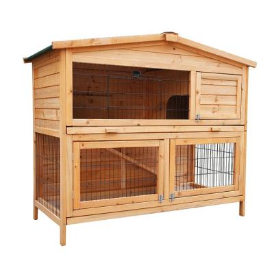 China Factory direct sales breathable pet rabbit house 2 story hutches wooden pet house for sale for sale