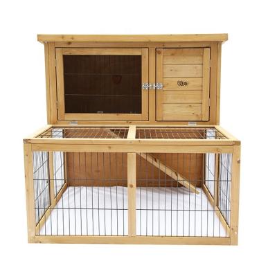 China Wholesale Outdoor Factory Breathable With Climbing Ladder Rabbit Cage Wooden Pet House And Running Cage For Sale for sale