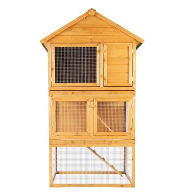 China Breathable Factory Custom Design Wholesale Rabbit Cage Wooden 3 Tier Rabbit Hutch Pet House For Sale for sale