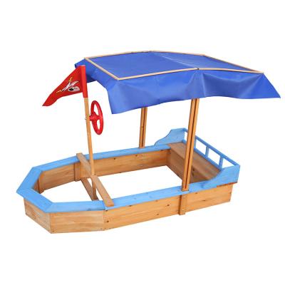 China Wholesale Modern Factory Customized Design With Tent Kids Sandbox Wooden Boat Sandbox For Sale for sale